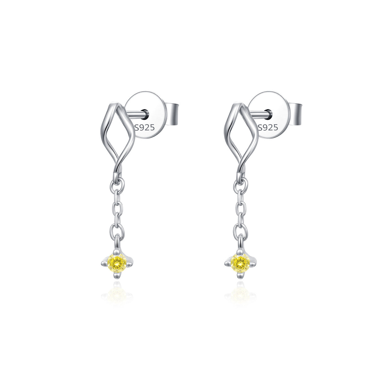 925 Sterling Silver Long Geometric Moissanite Earrings