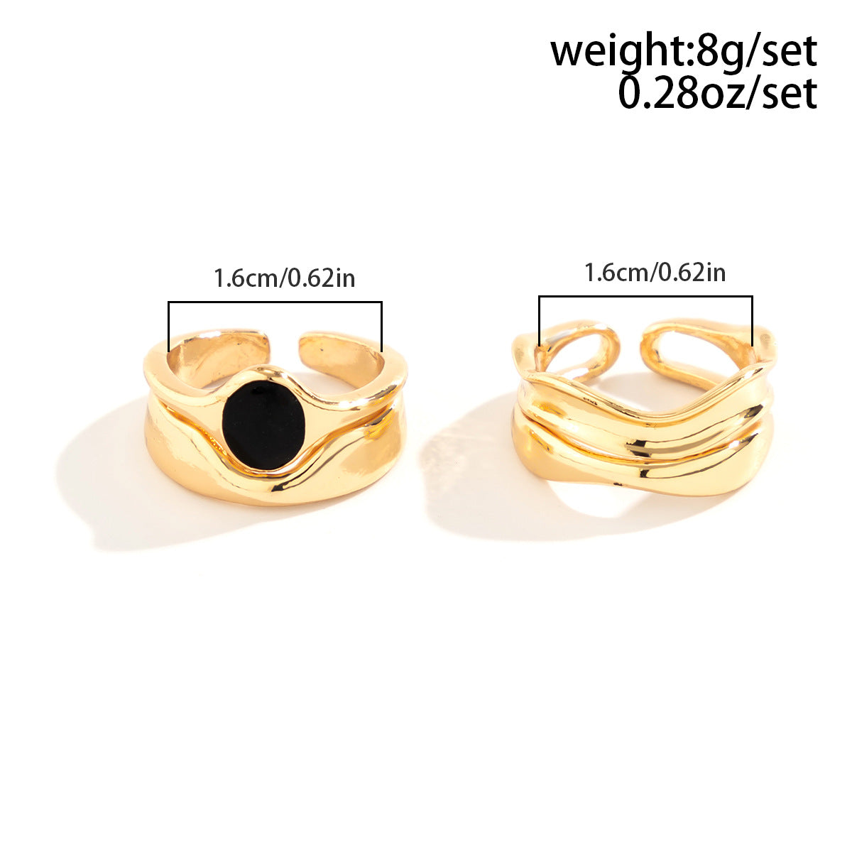 Elegant Hollow Alloy Ring Set - Vienna Verve Collection
