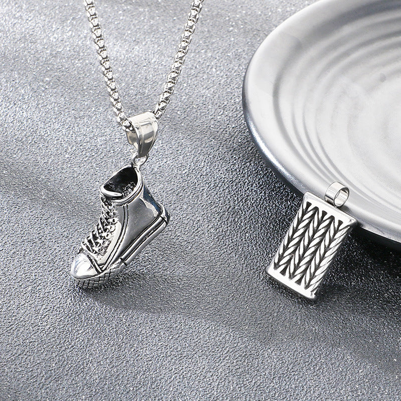 Canvas Shoes Pendant – Hip-Hop Nightclub Full Of Zircon Submachine Gun Wheat Ear No Necklace