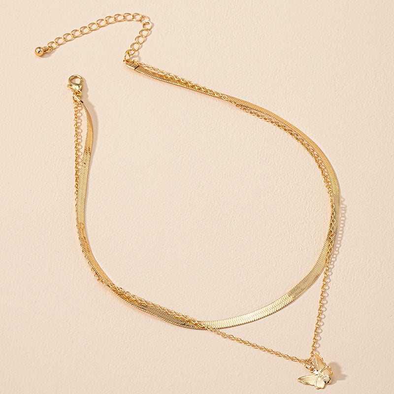 Enchanting Butterfly Duo Necklace - Elegant and Stylish Jewelry Piece for Women