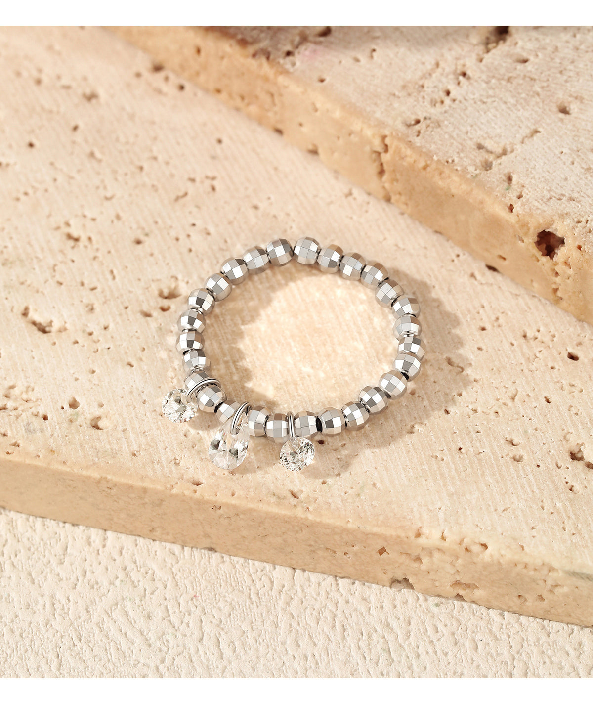 S925 Sterling Silver Adjustable Sparkle Moissanite Ring