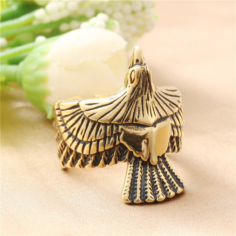 Titanium Steel Retro Eagle Ring for Men - Trendy American and European Jewelry Accessories