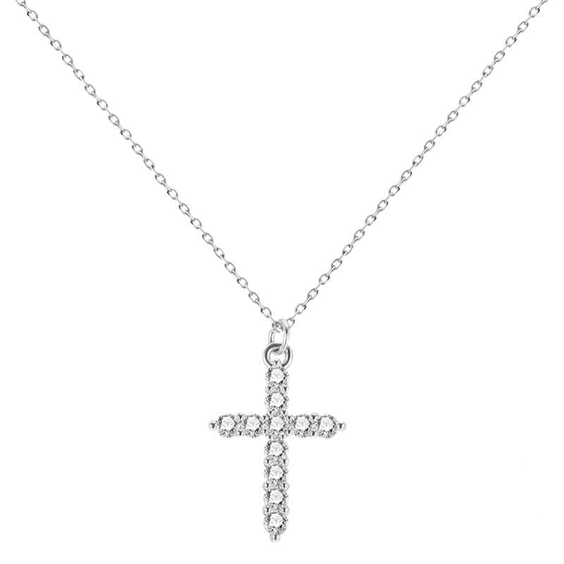 925 Sterling Silver Flash Zircon Cross Necklace Accessories