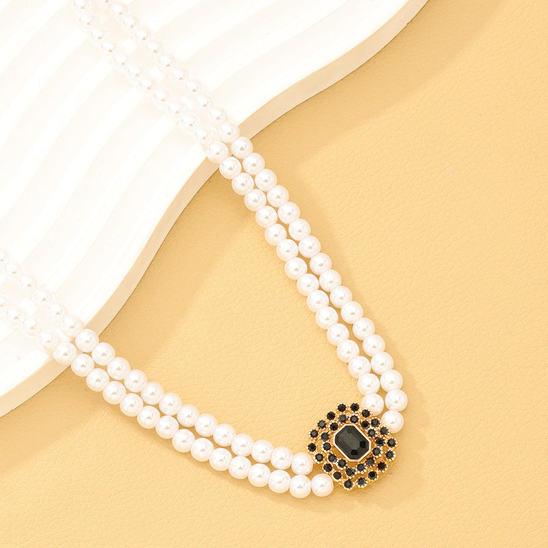 Elegant Pearl and Stone Choker Necklace Set for Women