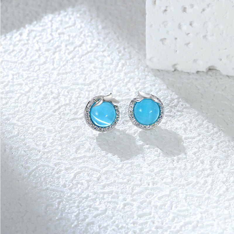 Vintage Blue 925 Sterling Silver Earrings