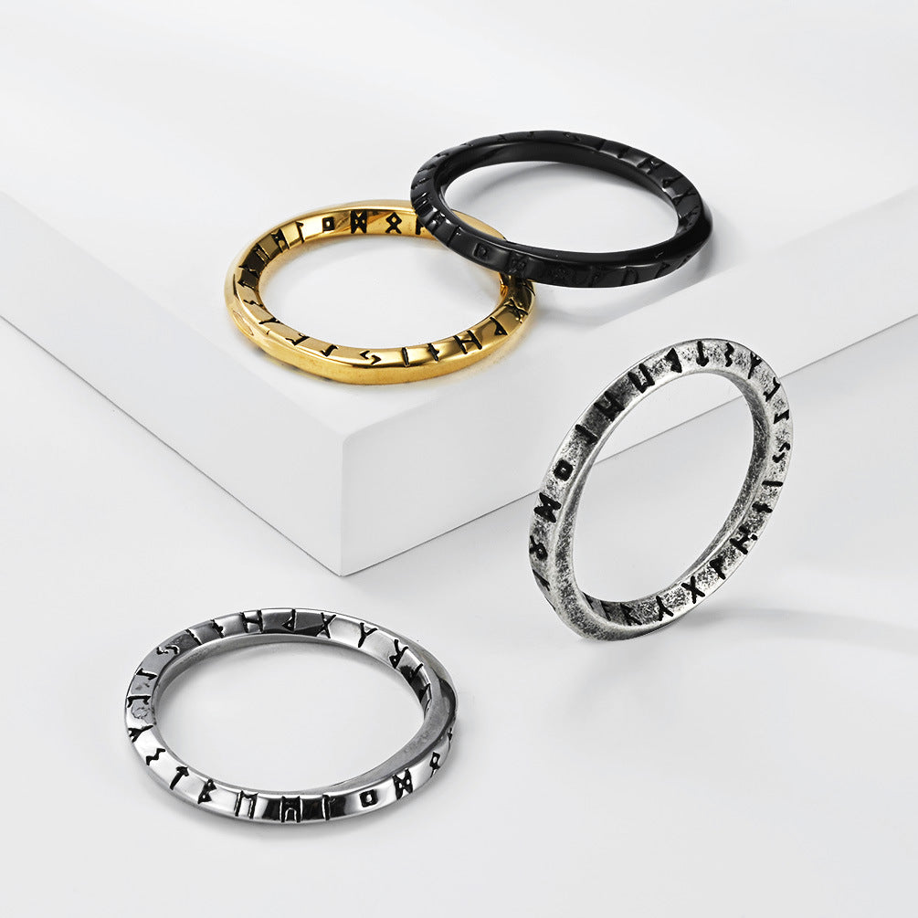 Planderful Collection Everyday Genie Mobius Ring Titanium Steel Viking Rune Non Fading Unisex Protection Statement