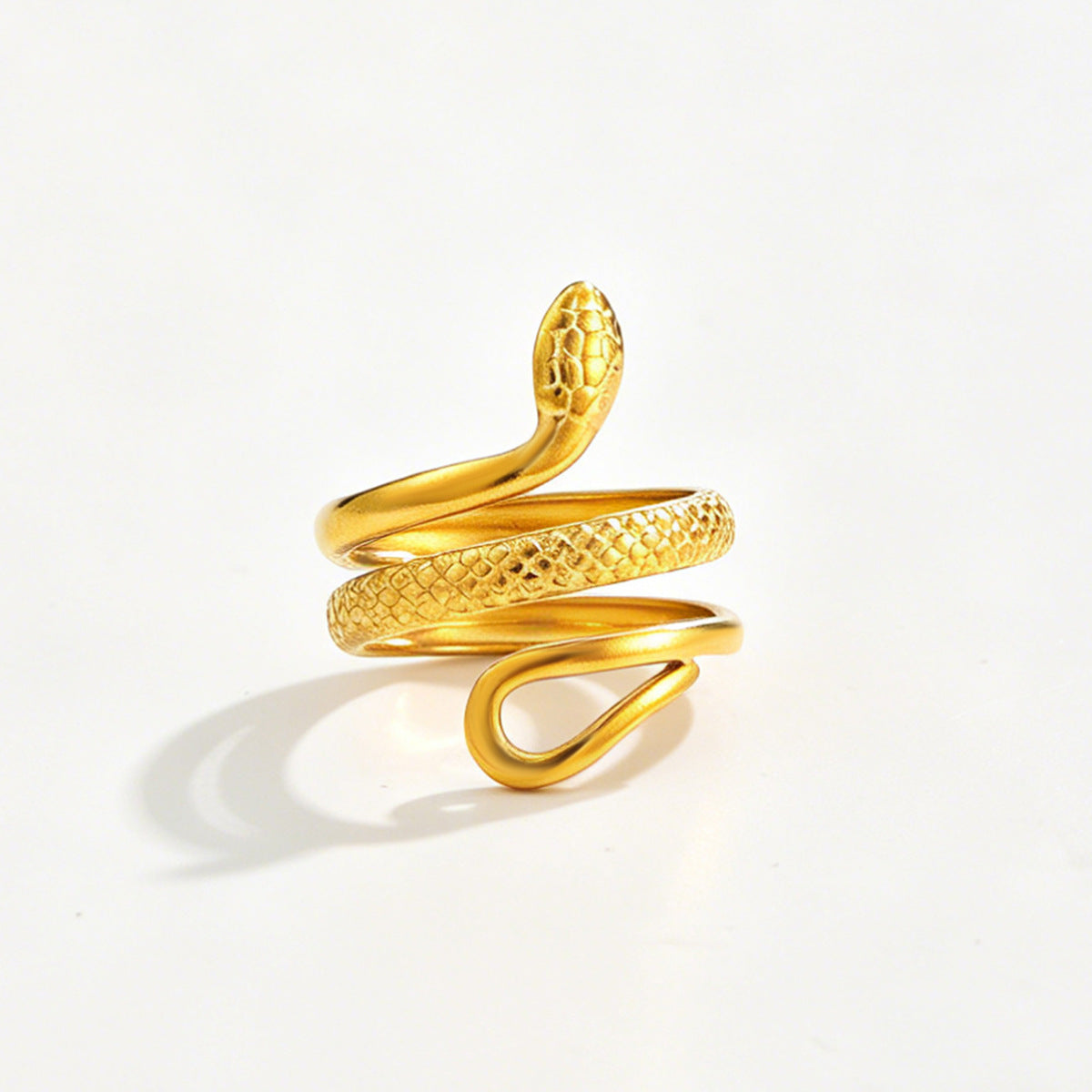 Planderful Snake Shaped Opening Ring Vienna Verve Stainless Steel Zircon Imitation Pearl Star Accent For Women