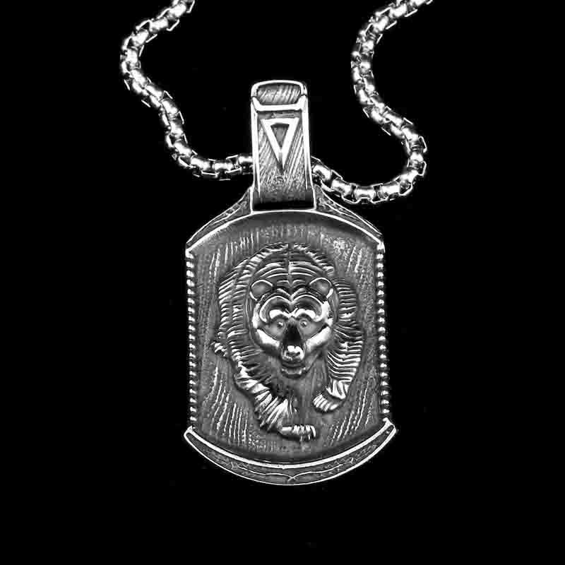 Nordic Viking Bear Titanium Steel Pendant for Men - European and American Retro Wholesale Jewelry