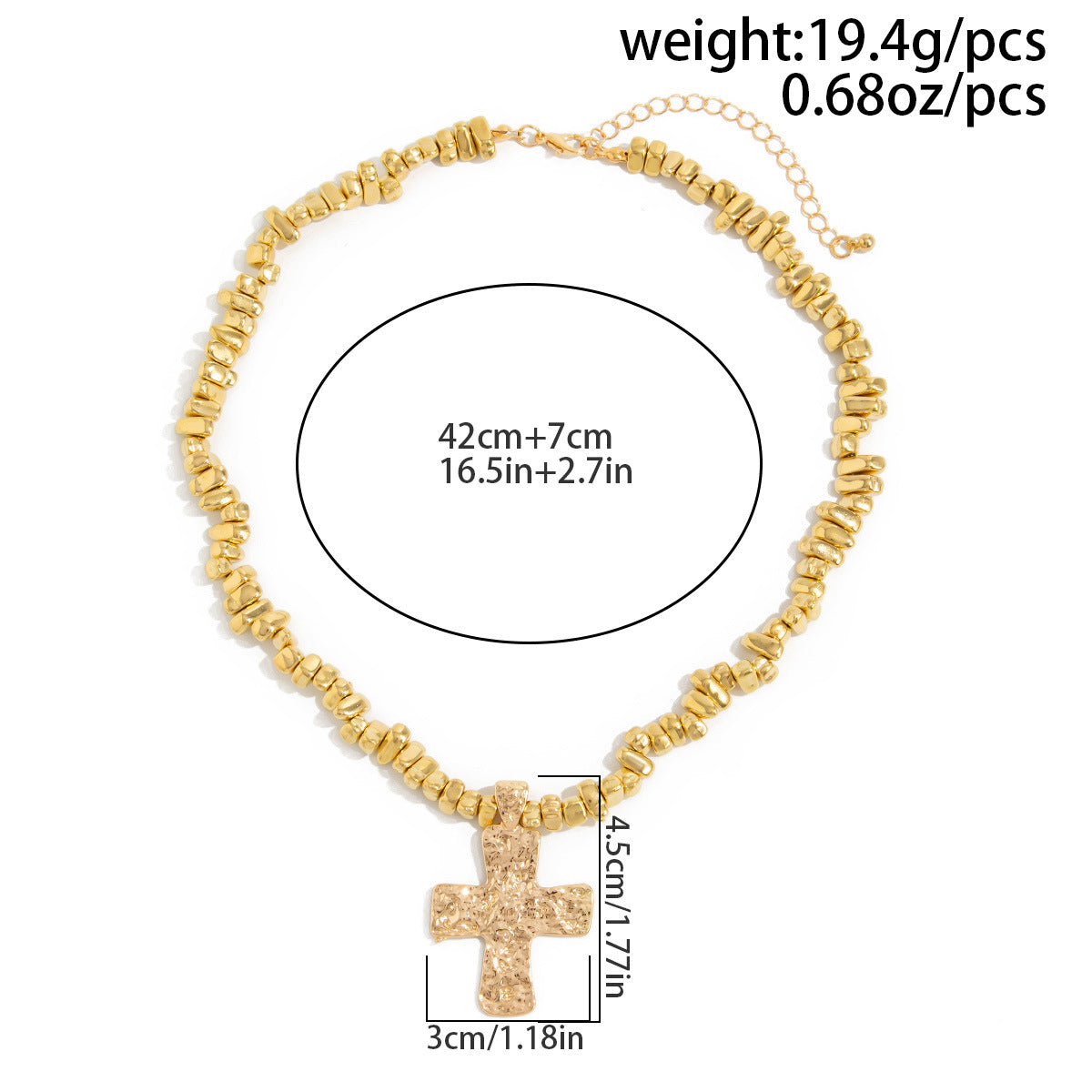 Lava Cross & Ocean Pearl Fringe Necklace