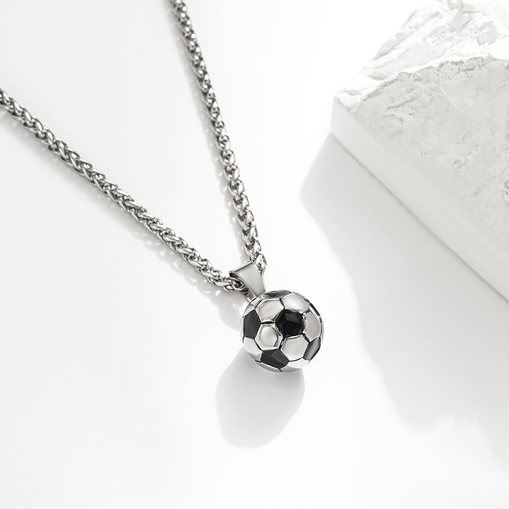 Planderful Football Necklace Stainless Steel Unisex World Cup Pendant Gift For Him Her