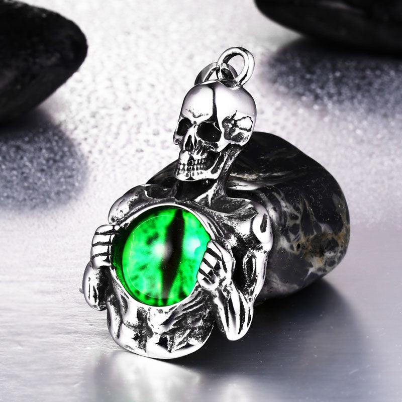 Punk Skull Reaper Eyeball Pendant - Wholesale Vintage Gothic Stainless Steel Jewelry for Men