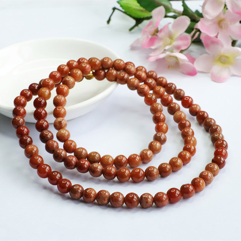 Natural Jade Necklace A Grade Red Jade Bead String 8mm Jade Jewelry
