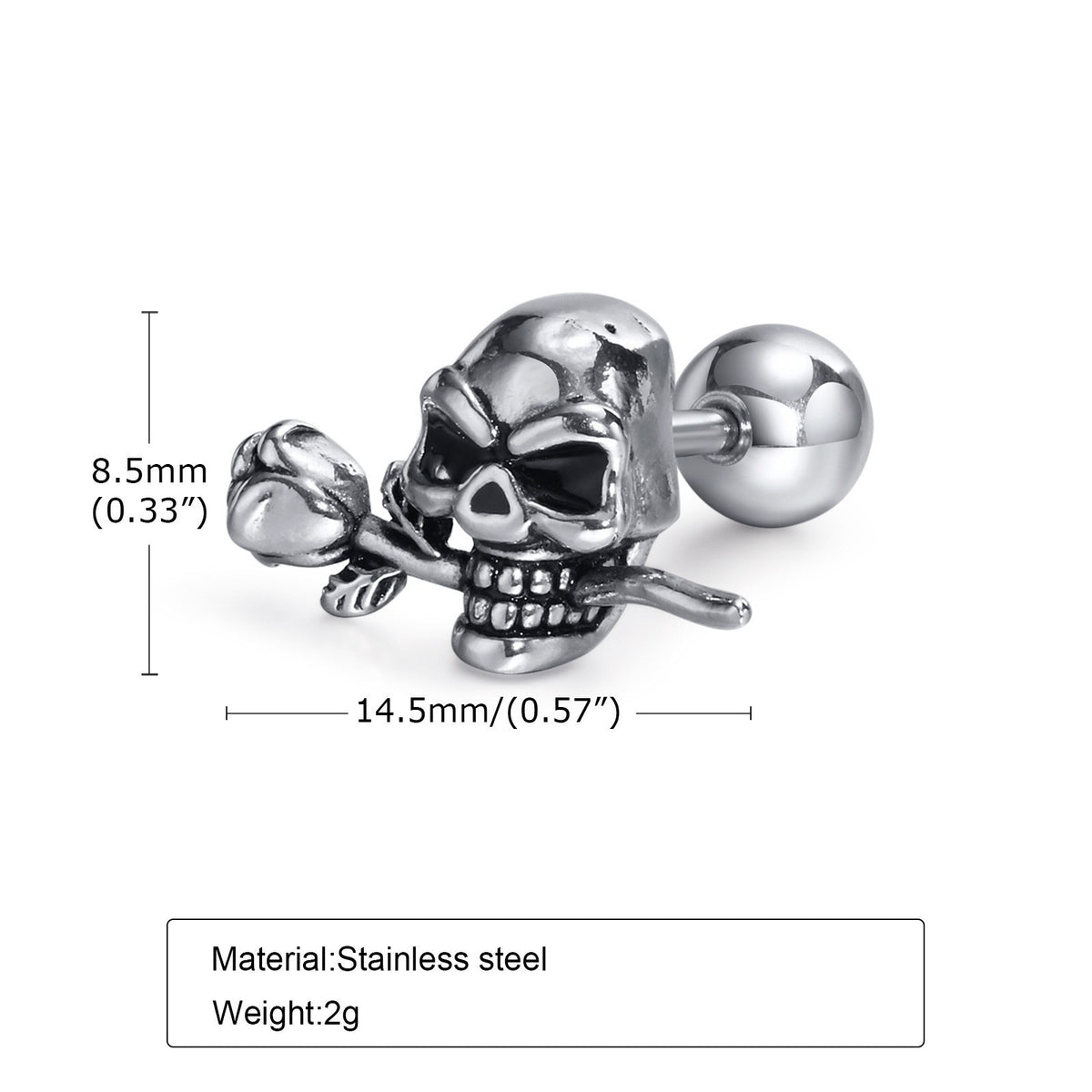 Modern Silver-Tone Stainless Steel Earring — Single