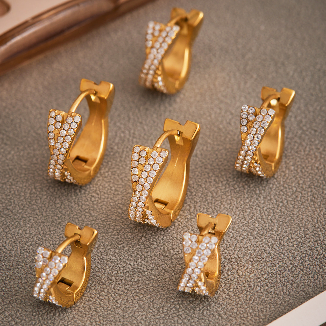 Planderful Exquisite Zircon Earrings Gold Plated Cross Women