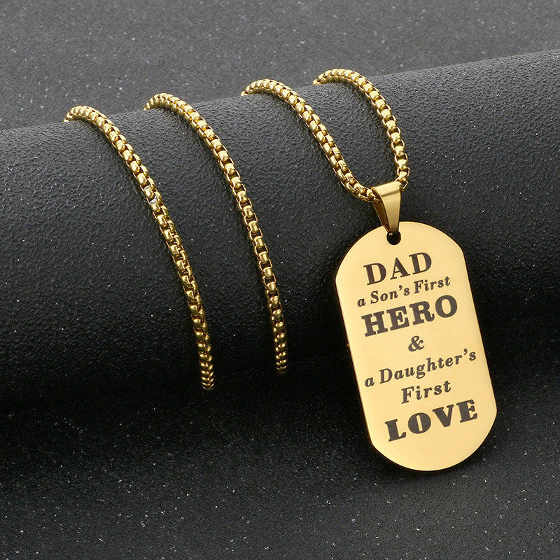 Dad Hero Stainless Steel Pendant Fathers Day Gift For Men