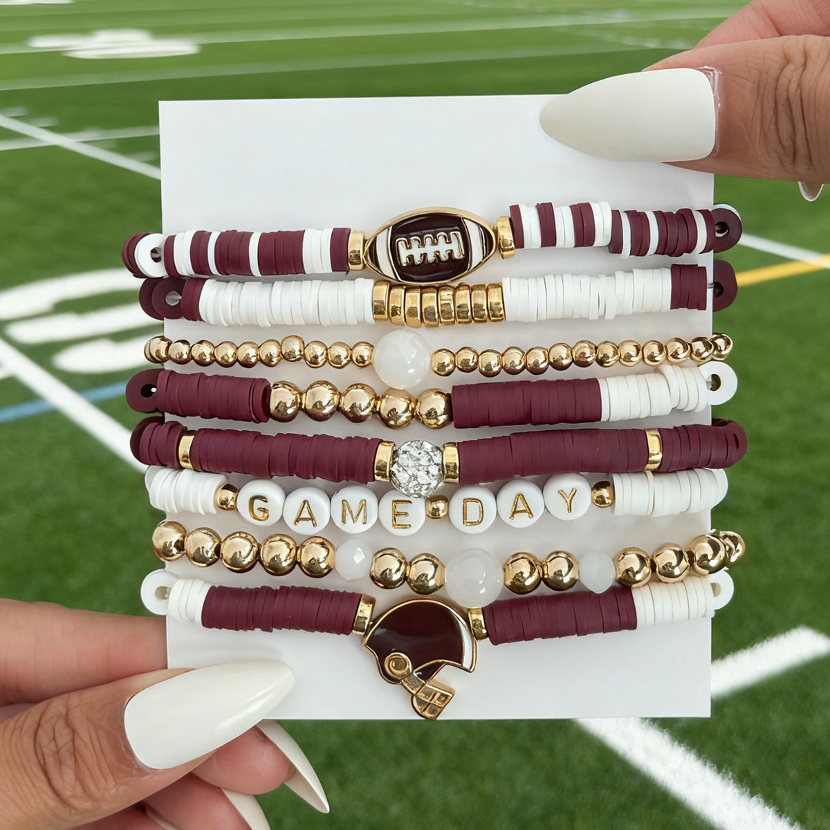 Planderful Football Bracelet Set Vienna Verve Game Day Jewelry For Women Bold Colorful Drip Statement