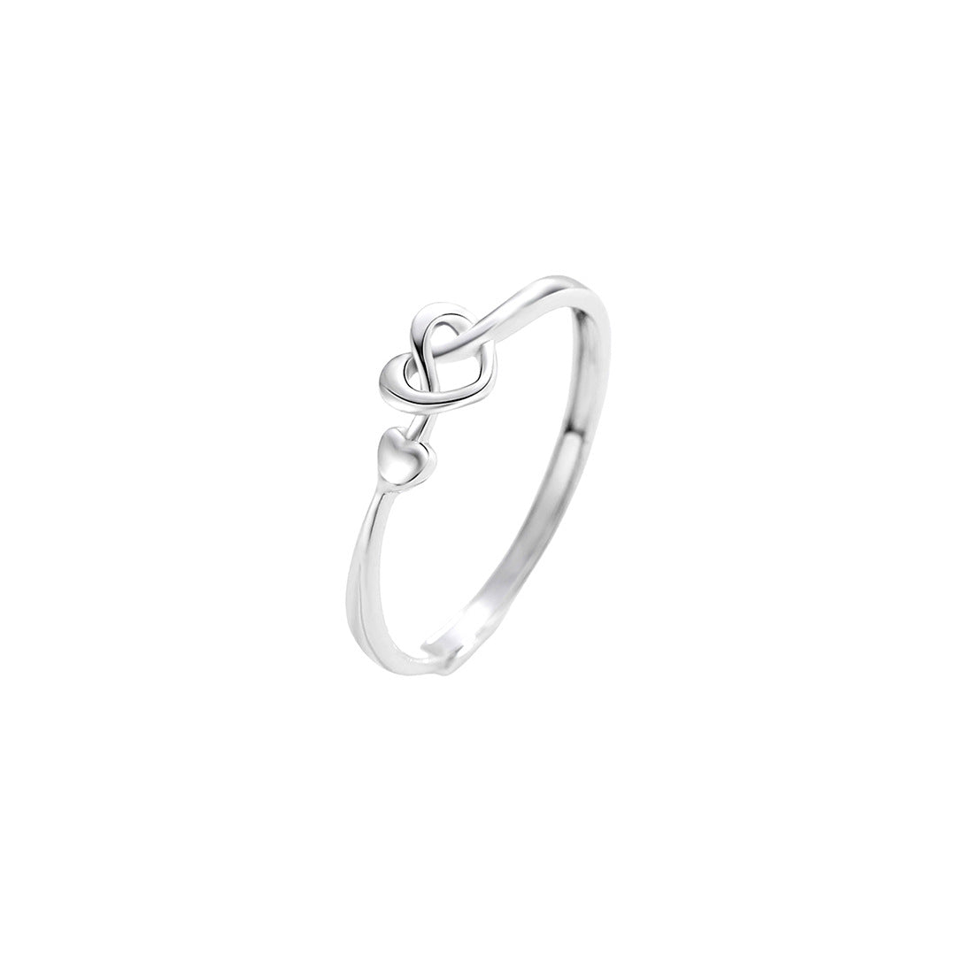 Planderful S925 Sterling Silver Heart Ring For Women Adjustable Everyday Elegant Gift