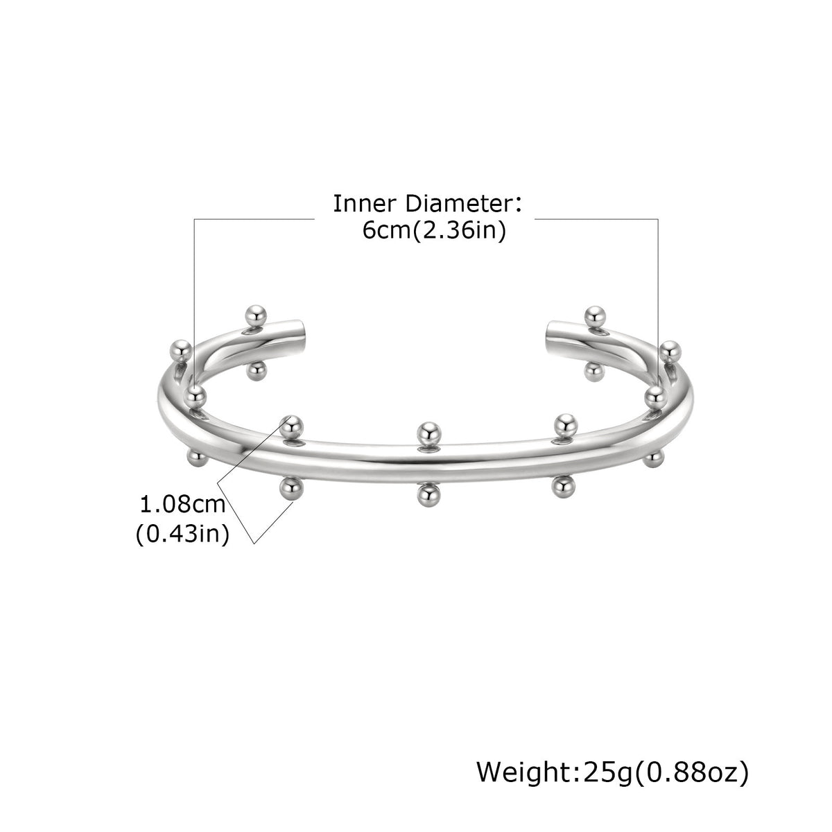 Stainless Steel Geometric Steel Ball Opening Bracelet Steel Ball Ring Cool Geometric