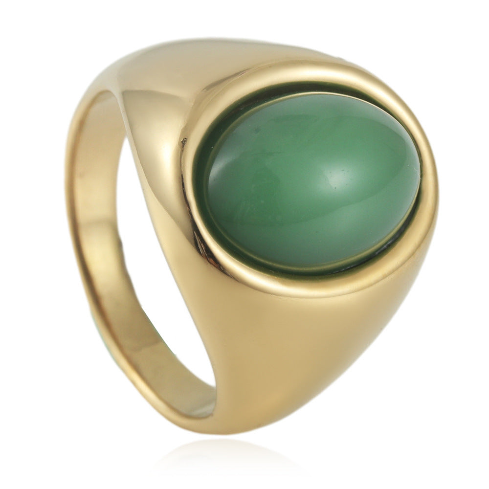 Planderful Titanium Steel Multi Color Stone Ring For Men And Unisex Punk Retro Statement Jewelry