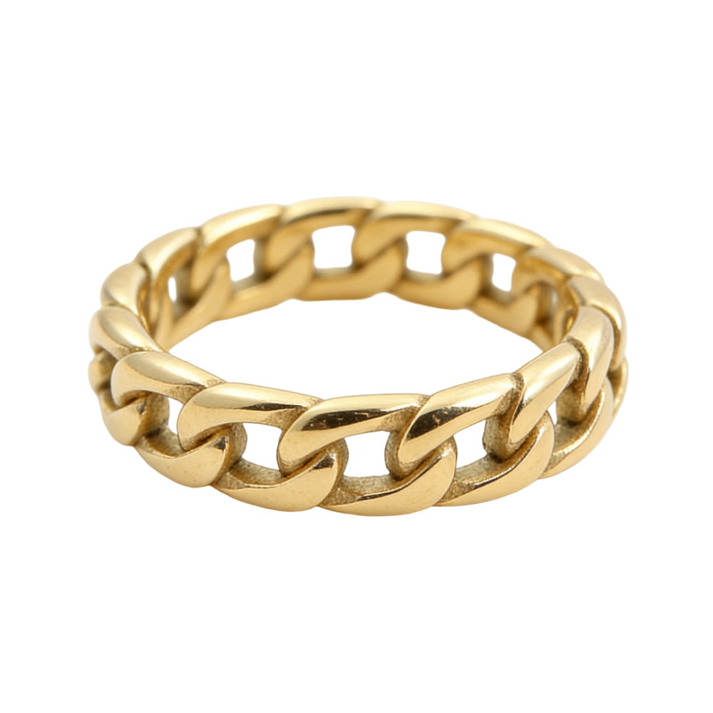 Planderful Titanium Steel Hollow Chain Ring For Men And Unisex Durable Punk Retro Style Statement