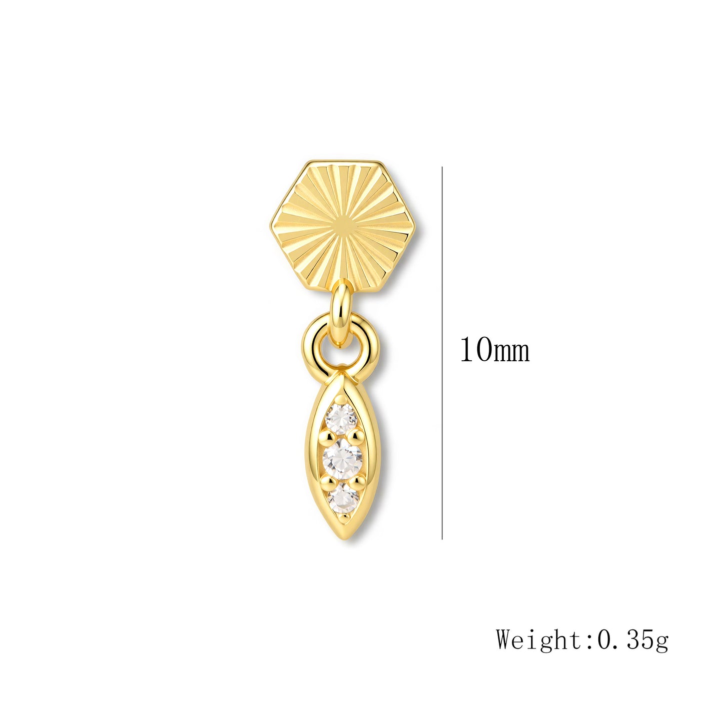 S925 Sterling Silver Flat Bottom Thread Piercing Earbone Nails, Geometric Zircon Earrings In