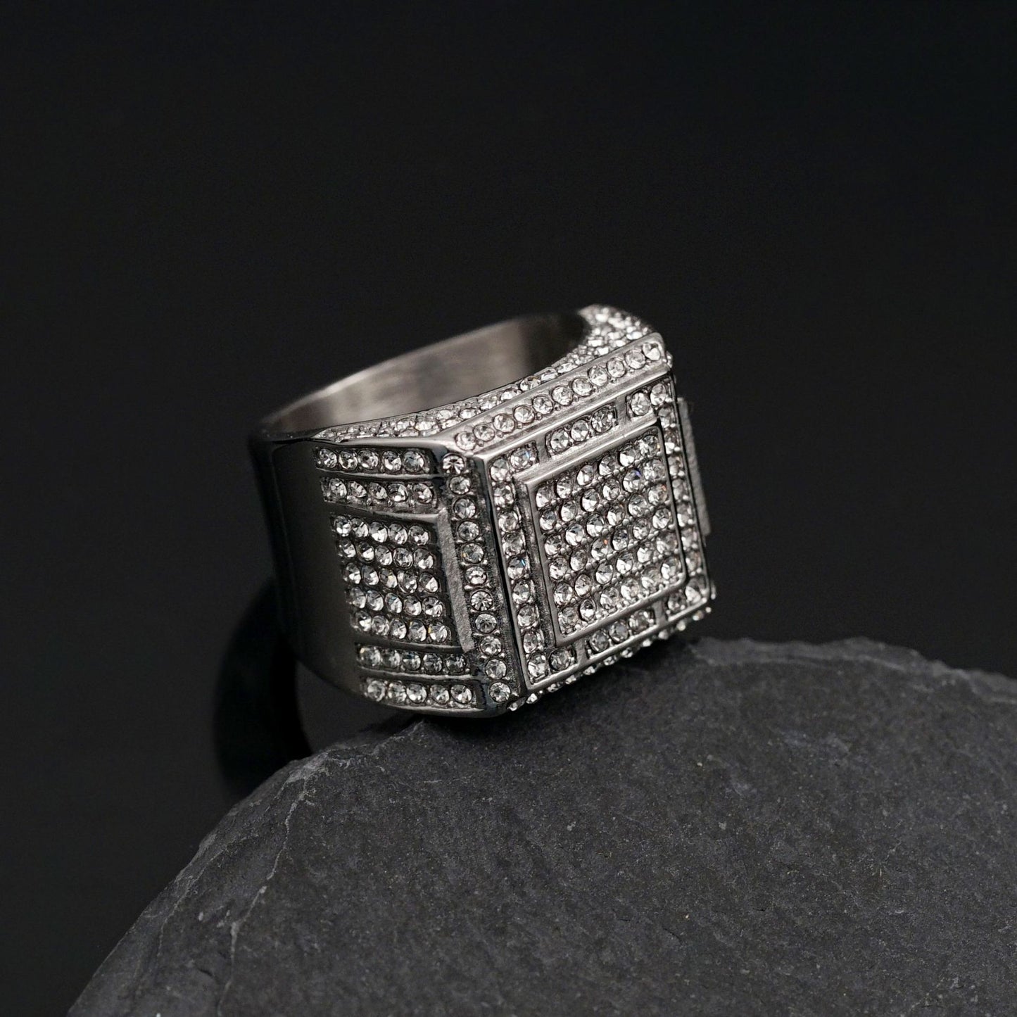 Planderful Everyday Genie Stainless Steel Zircon Ring For Men Unisex Bold Statement Jewelry