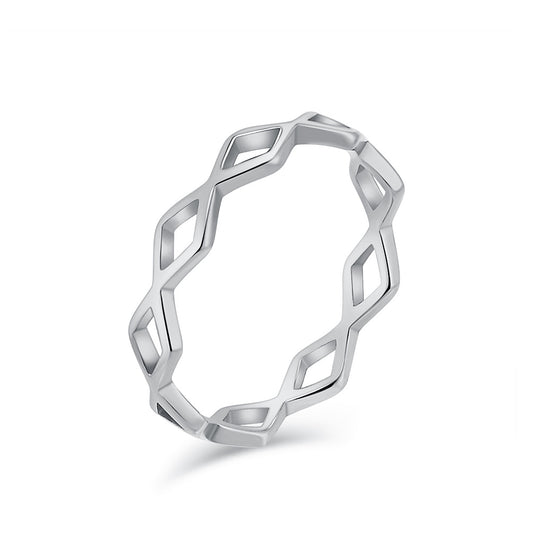 Elegant Titanium Steel Hollow Rhombus Women's Ring