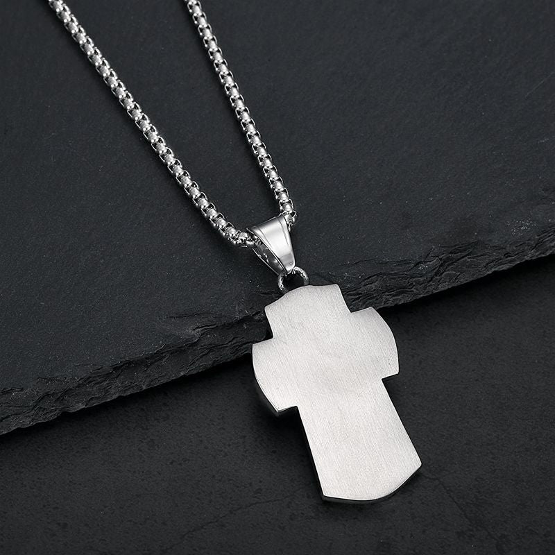 Archangel Michael Cross Necklace Unisex Stainless Steel Gold Plated Pendant Planderful Everyday Genie