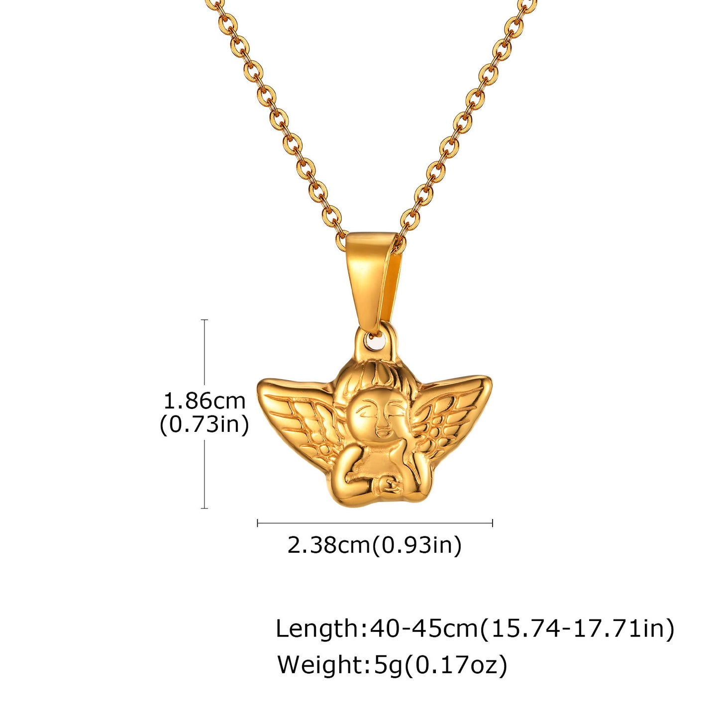 Jewelry Stainless Steel Cross Geometric Angel Pendant Gold Necklace Ladies
