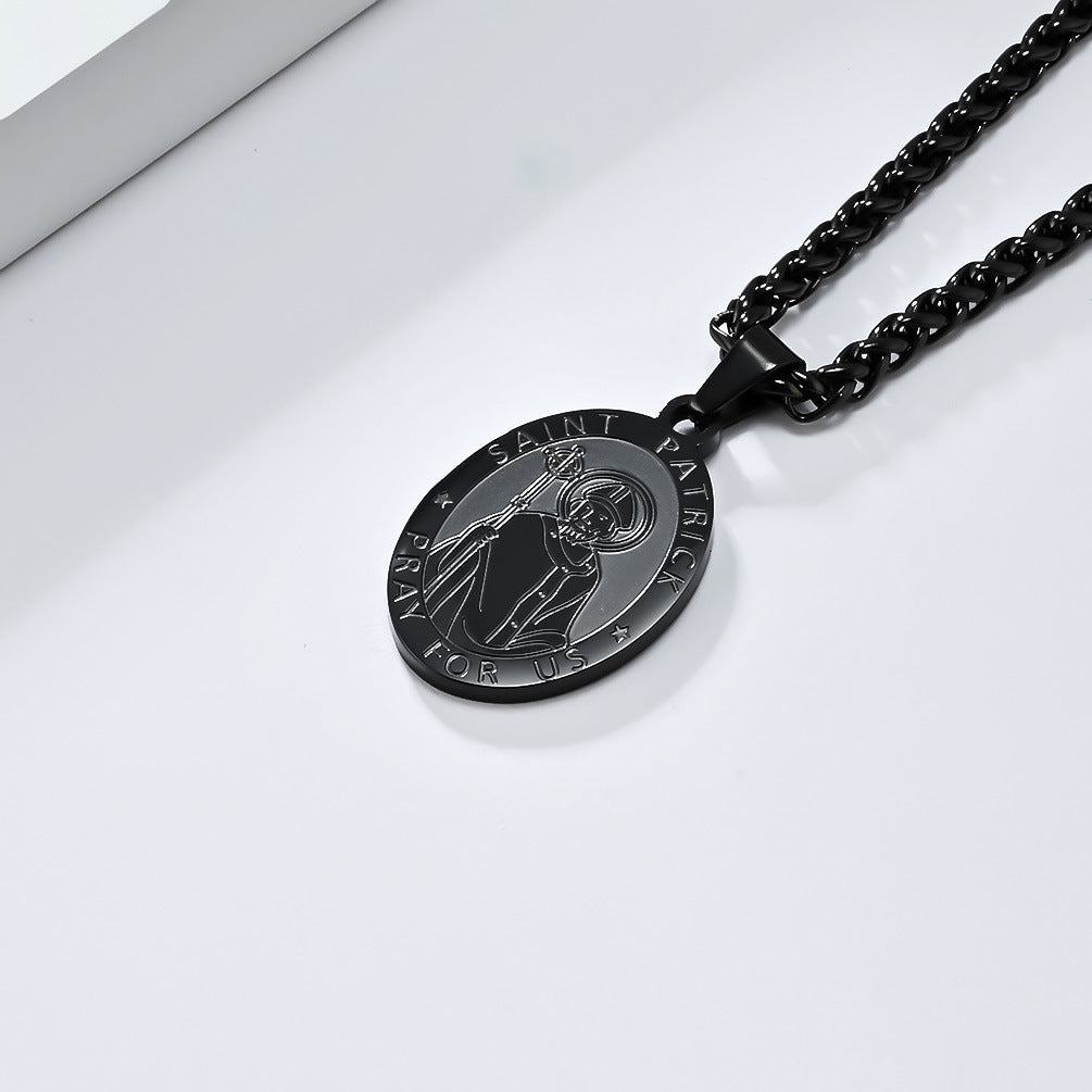 Patron Saint Necklace For Men Durable Titanium Steel Planderful Versatile Cultural Pendant
