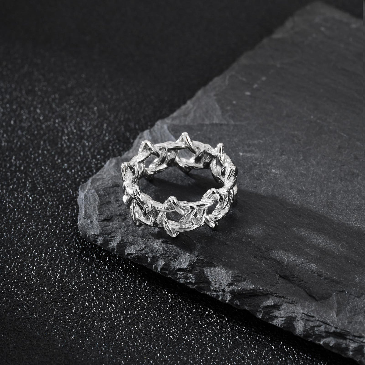 Titanium Steel – Men's Ring – Stainless Steel Woven Hexagram