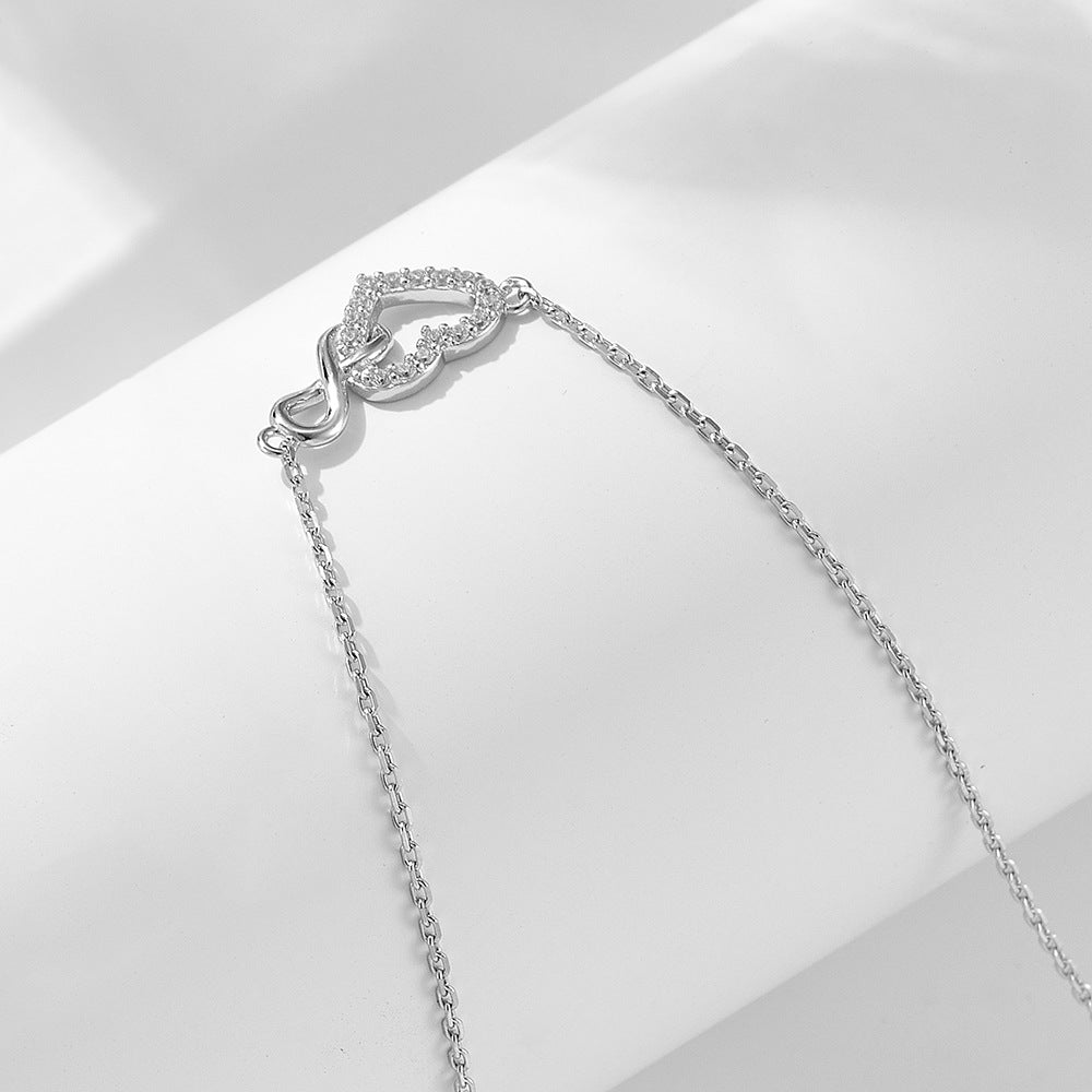Lucky Figure-8 Infinite Heart-Shaped Sterling Silver Necklace Niche Versatile Necklace