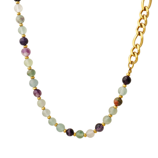 Fluorite Beaded Collarbone Necklace in Vibrant Hues