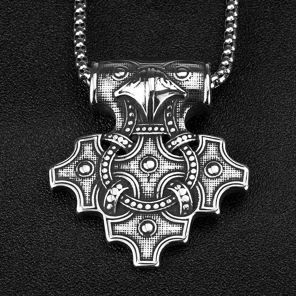Viking Celtic Crow Double Sided Pendant For Men Titanium Steel Necklace By Planderful Norse Legacy