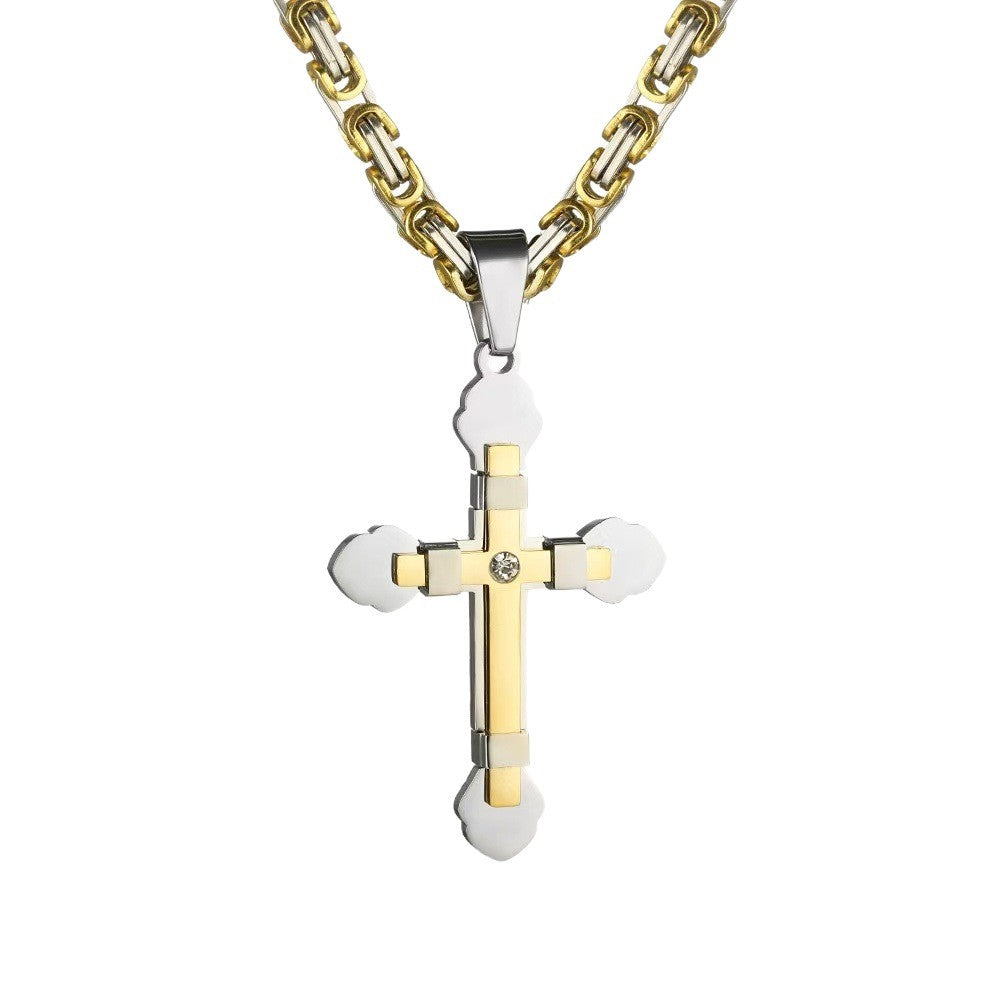Punk Cross Stainless Steel Men's Pendant Necklace