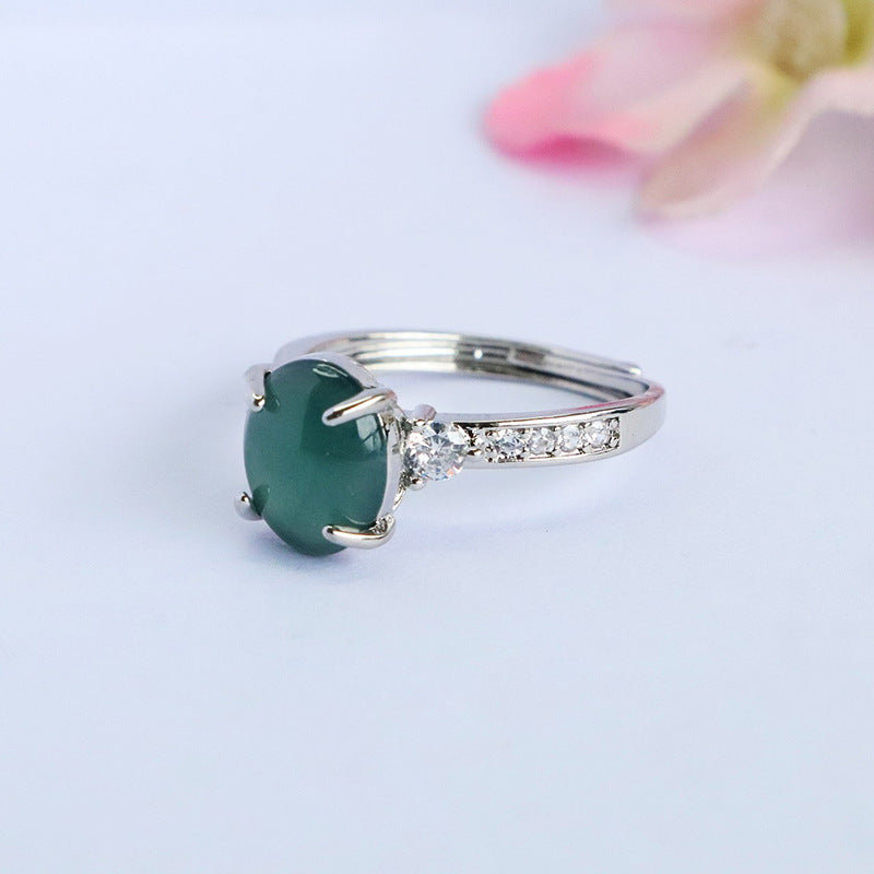 Blue Water Jadeite Star-Accented Ring