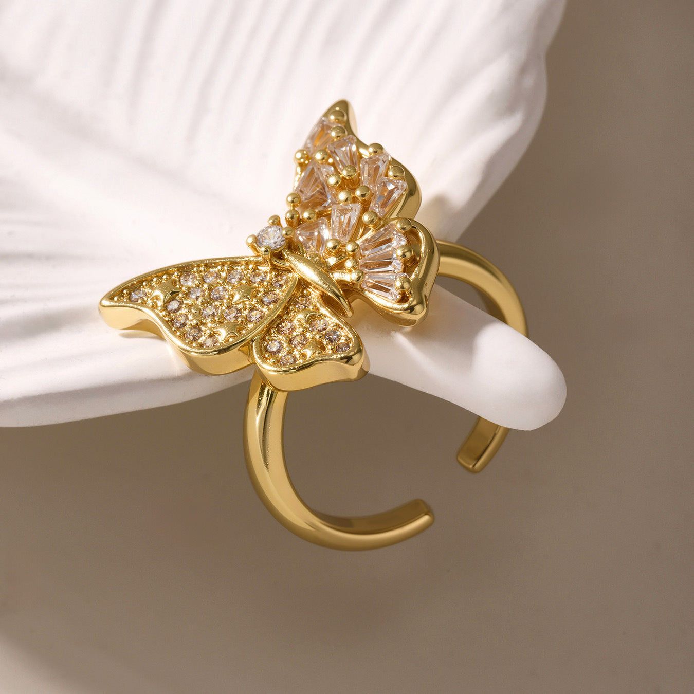 Planderful Butterfly Zircon Ring For Women Open Finger