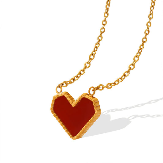 Luxurious French Retro Heart Necklace with Gold Plating for Women by Planderful