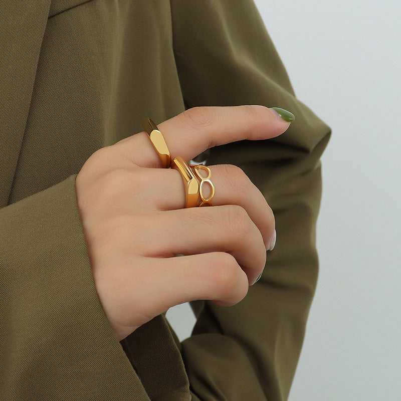 Icy Winds Retro Geometric Ring with Trendy Metal Charm Hand Jewelry