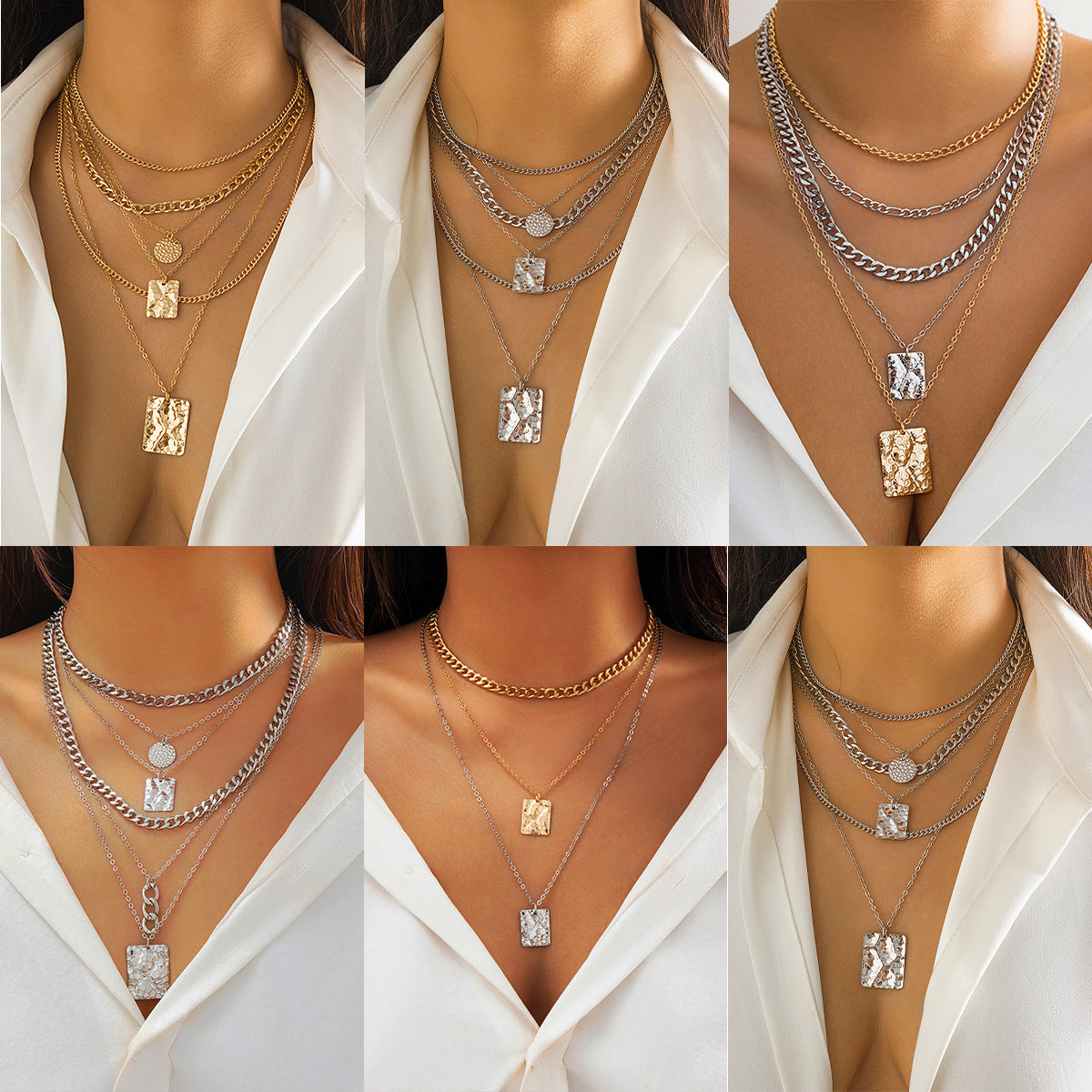 Vienna Verve Collection by Planderful - Stylish Necklace Featuring Snake Skin Design and Geometric Pendant