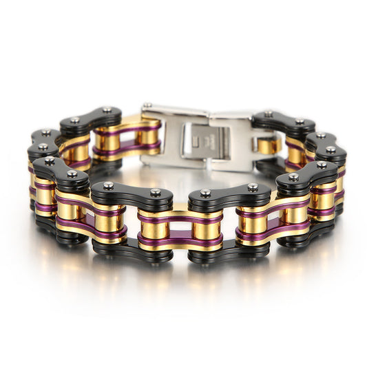 Planderful Men Bicycle Chain Bracelet Street Style Titanium