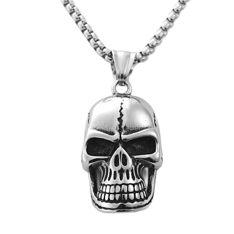 Punk Style Titanium Steel Skull Pendant Necklace for Men - Retro Dominance