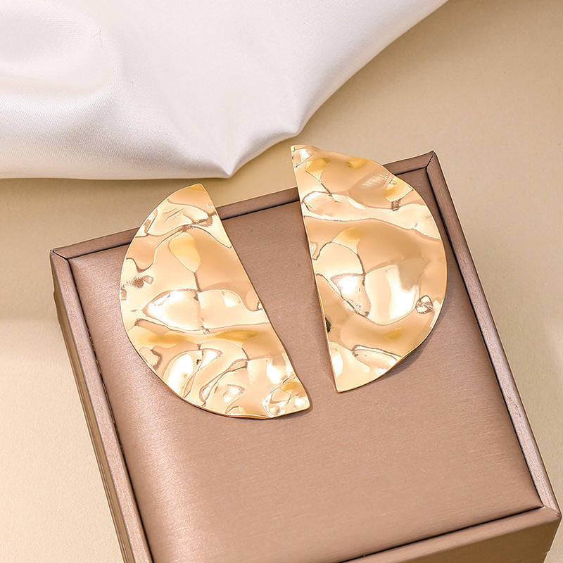 Exaggerated Texture Half Moon Earrings - Vienna Verve Collection