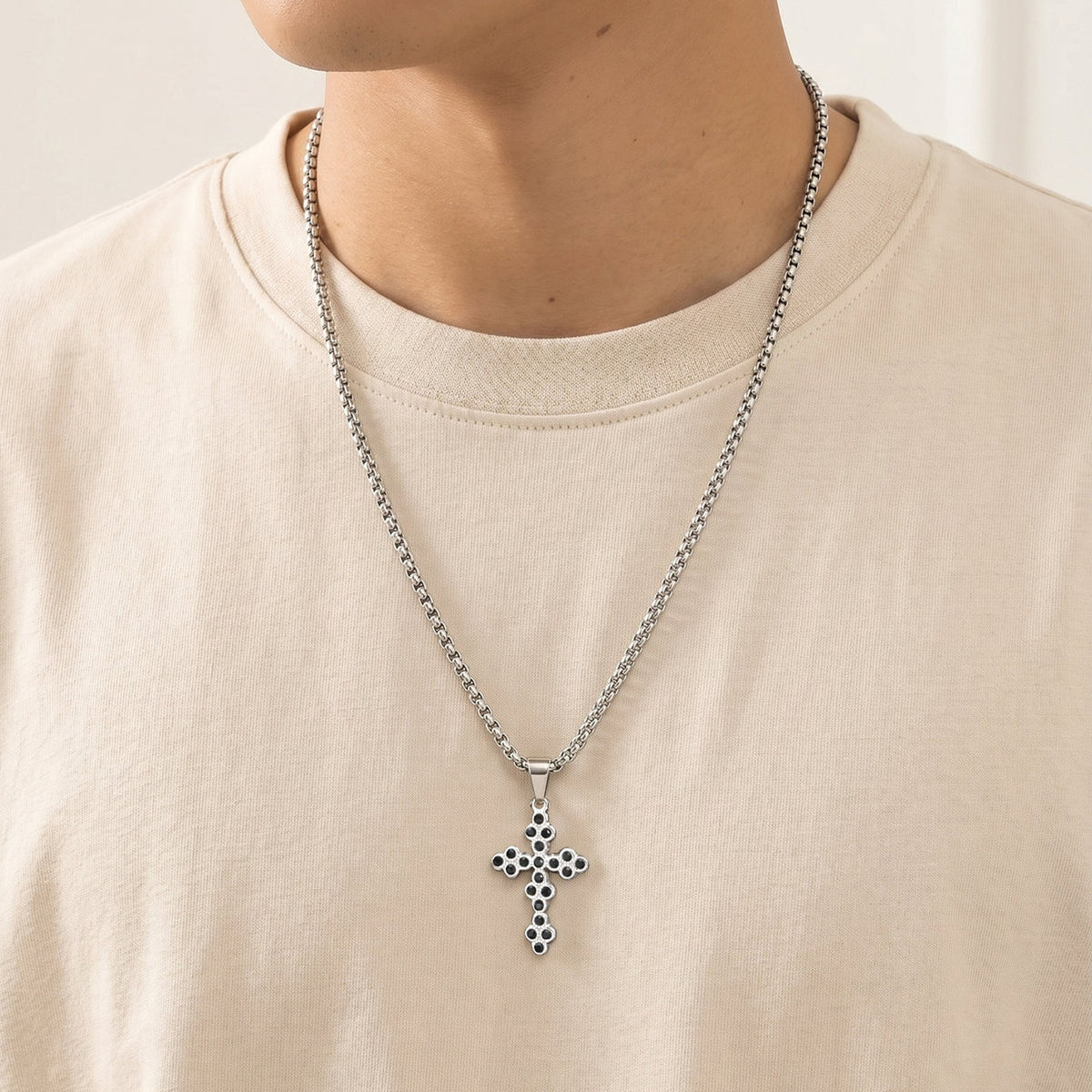 Stainless Steel Zircon Cross Neutral Wind Stacked Wearing Exquisite Gothic Street Holiday Necklace