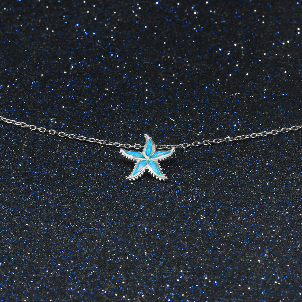 Planderful Jewelry Opal Necklace Starfish Pendant