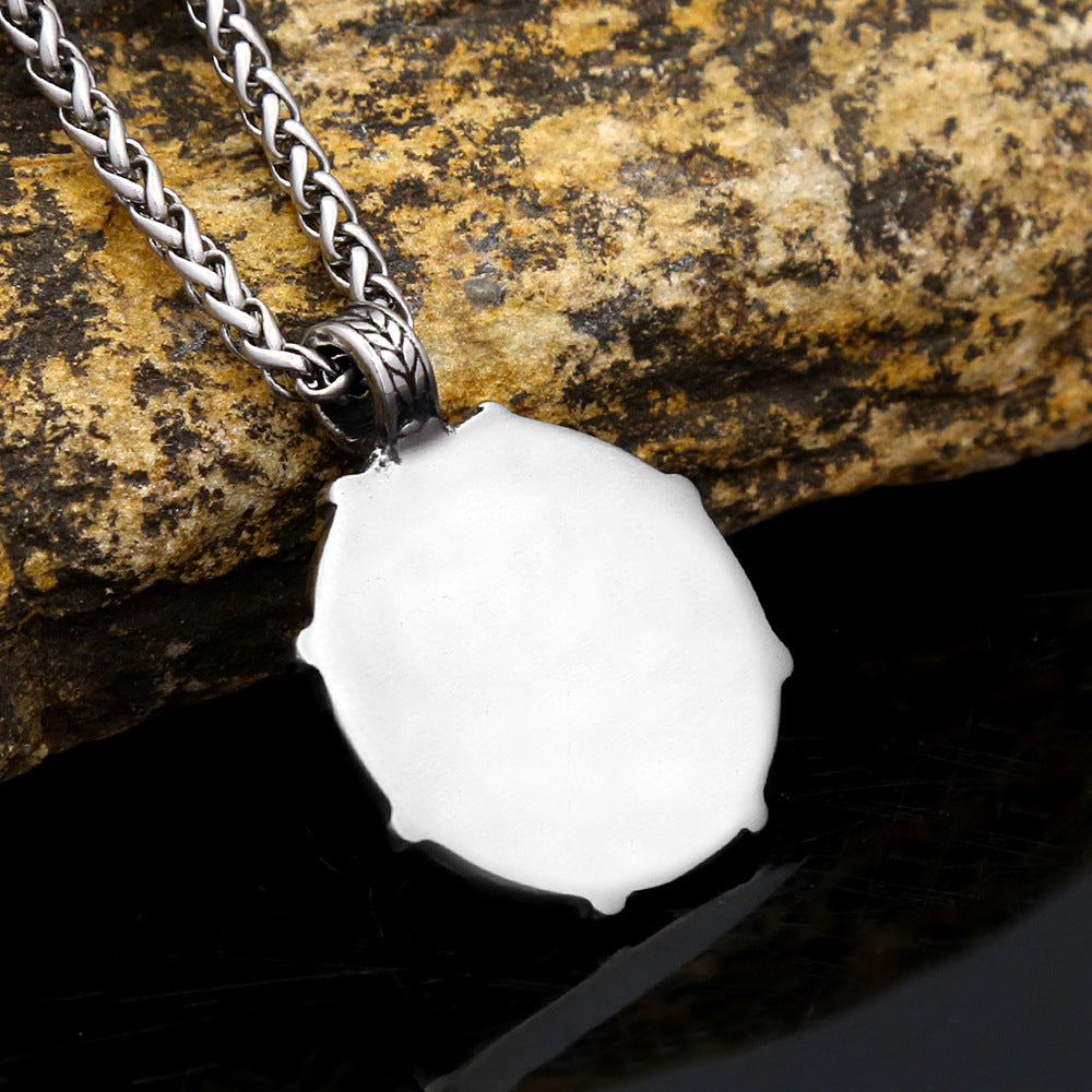 Titanium Steel Viking Compass Necklace for Men Jewelry