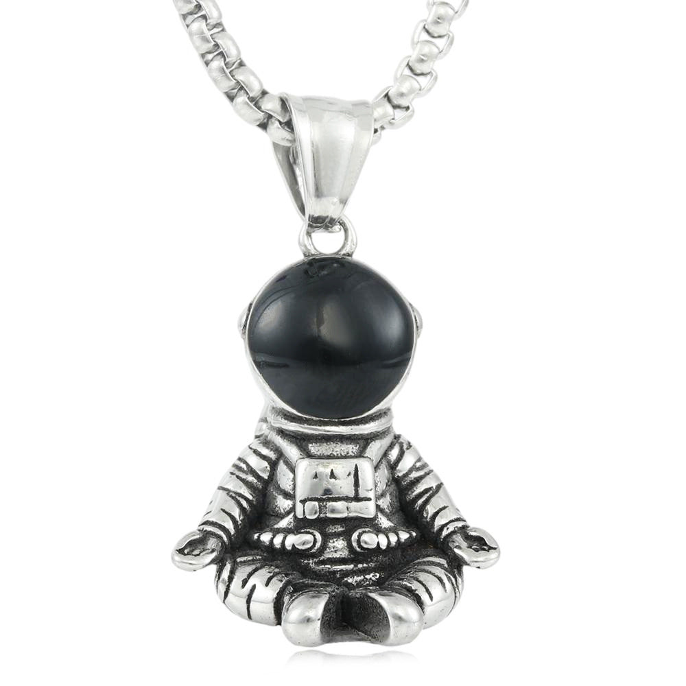 European And American Stainless Steel Astronaut Pendant Necklace