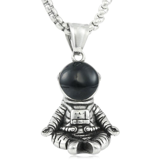 European And American Stainless Steel Astronaut Pendant Necklace