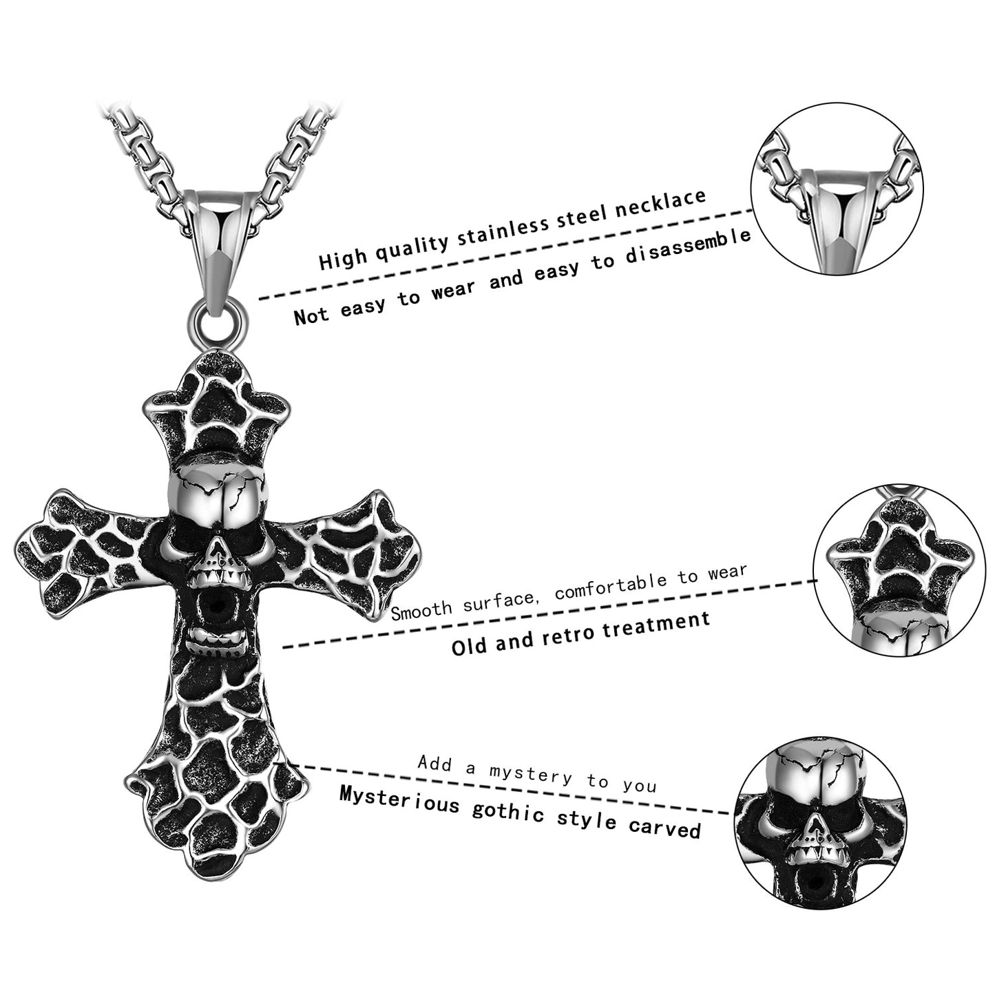 Steel Necklace – Statement Skull Cross Necklace From Planderful For Edgy Everyday Wear