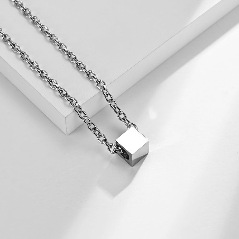 Geometric Square Titanium Necklace Unisex Minimalist Design By Planderful Everyday Genie Collection